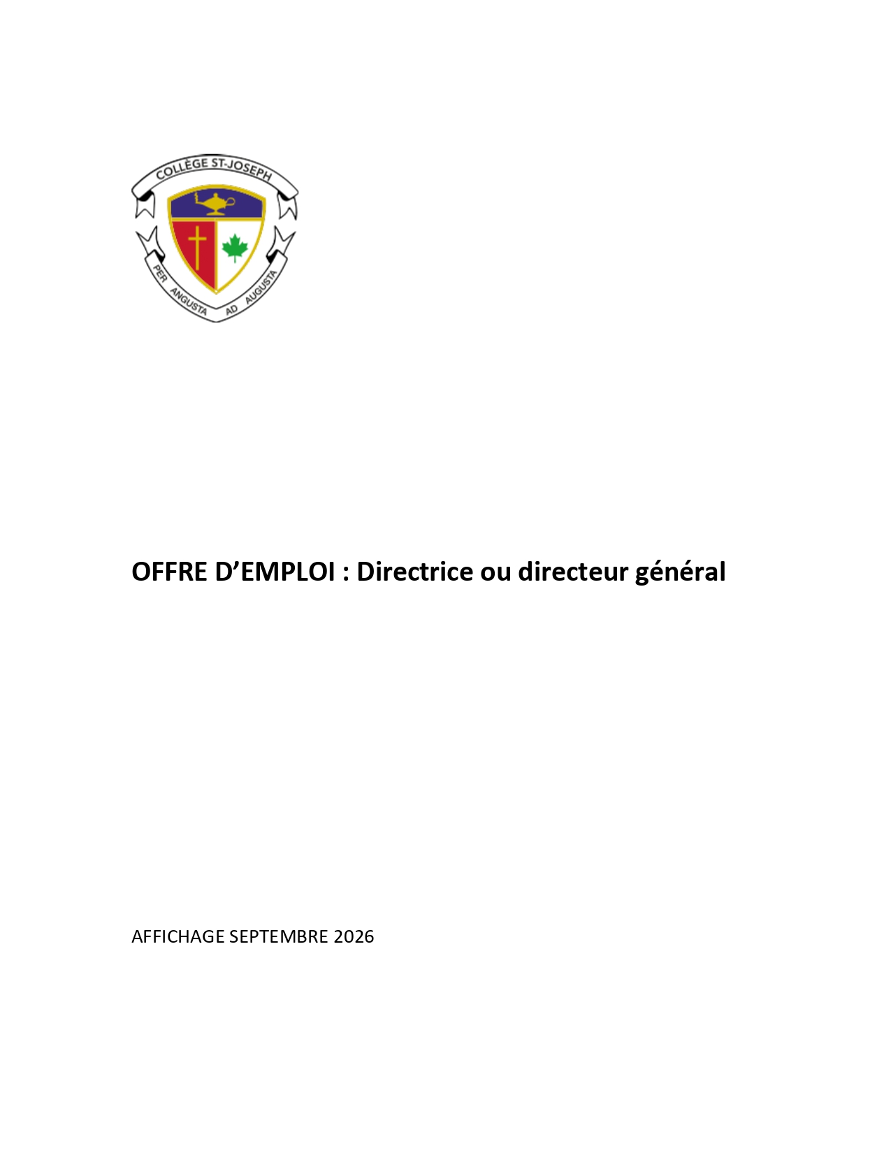 OFFRE D'EMPLOI : Directrice ou directeur général