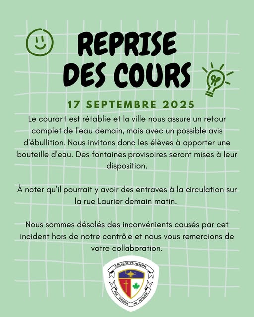 Reprise des cours au Collège, 17 septembre 2025