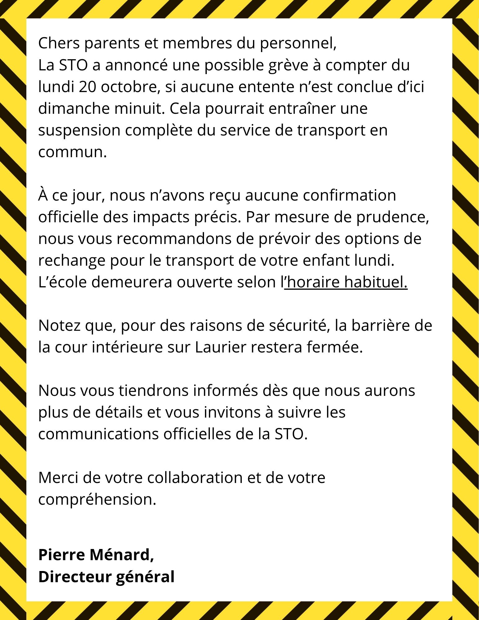 Grève STO prévue lundi 20 octobre 2025
